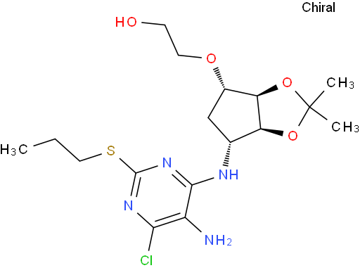 2-(((3aR,4S,6R,6aS)-6-((5-氨基-6-氯-2-(丙硫基)嘧啶-4-基)氨基)-2,2-二甲基四氢-3aH-环戊二烯[d][1,3]二氧杂环戊烯-4-基)氧基)乙醇