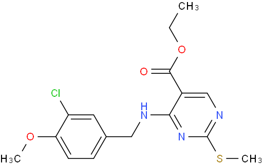 4-3-氯-4-甲氧基苄胺基-2-甲巯基-5-乙氧羰基嘧啶