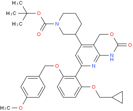 3-[7-[2-(环丙基甲氧基)-6-[(4-甲氧基苯基)甲氧基]苯基]-1,4-二氢-2-氧代-2H-吡啶并[2,3-d][1,3]噁嗪-5-基]-1-哌啶甲酸叔丁酯